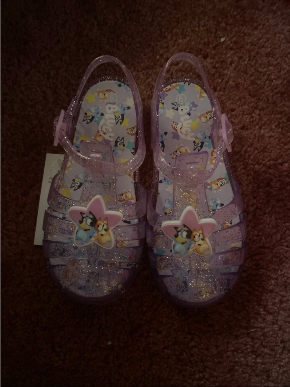 Girls' Sparkle Purple Jelly Sandals with Star Character Accent